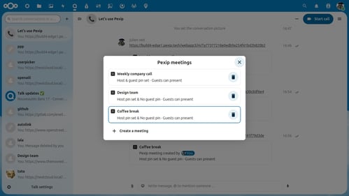 UI - Pexip and Nextcloud