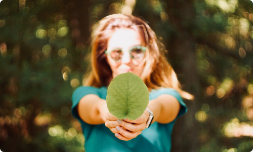 Extend life, lady holding leaf