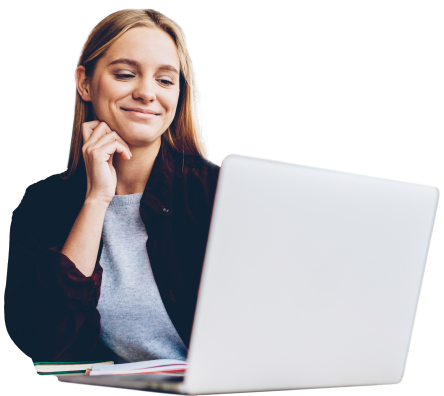 Woman working on laptop