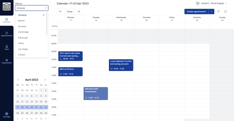 Pexip Engage v2 web app - calendar - search office