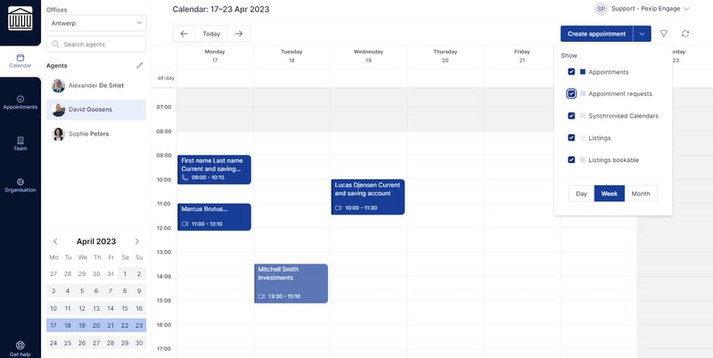 Pexip Engage v2 web app Calendar Filter