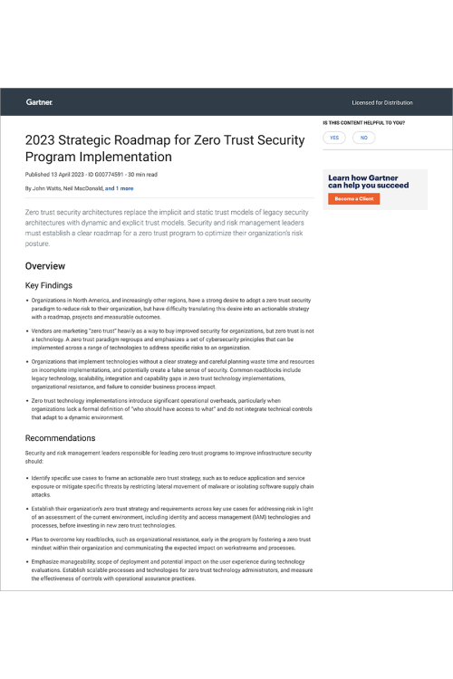 Gartner zero trust security whitepaper preview