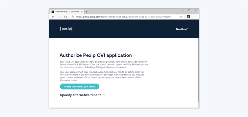 athorize-step-for-customers-with-existing-pexip-CVI-service-pexip-connect-for-teams-rooms