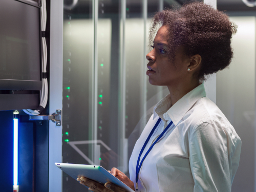 Security specialists performing a server maintenance check