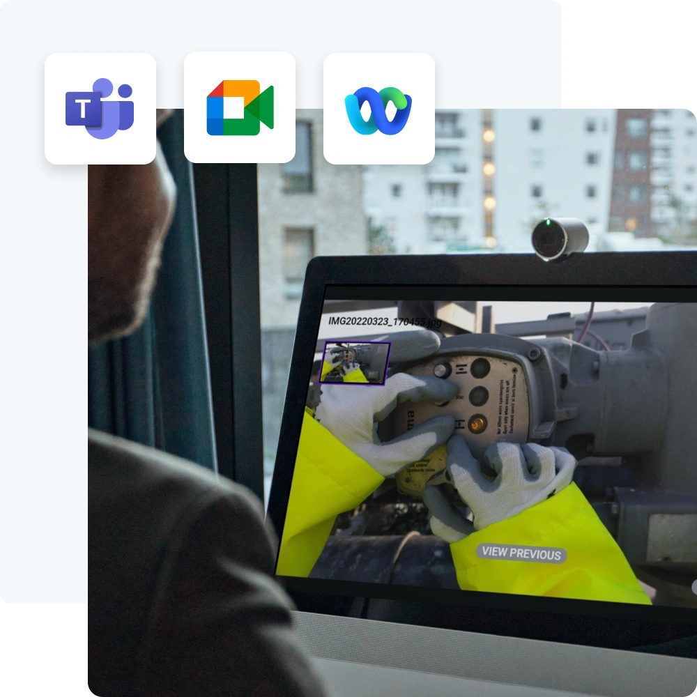 man looking the transmission of a video call from an oil and gas remote worker