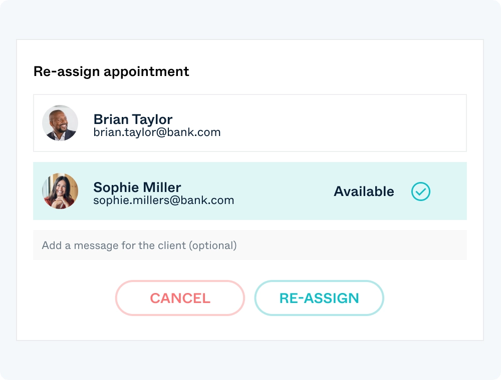 Easy reassign - Pexip Engage user interface illustration